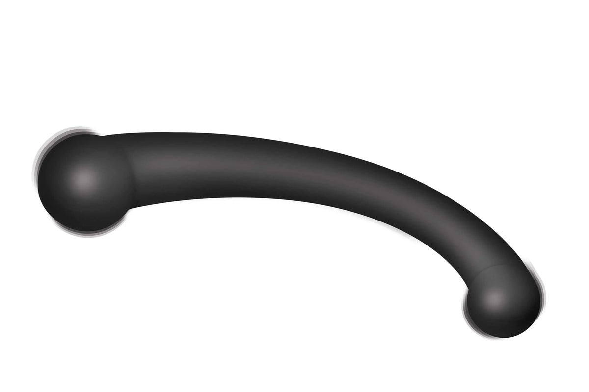 10x Vibra-Crescent Silicone Dual Ended Dildo - Black – body-safe materials | Fu'Cha Exotics
