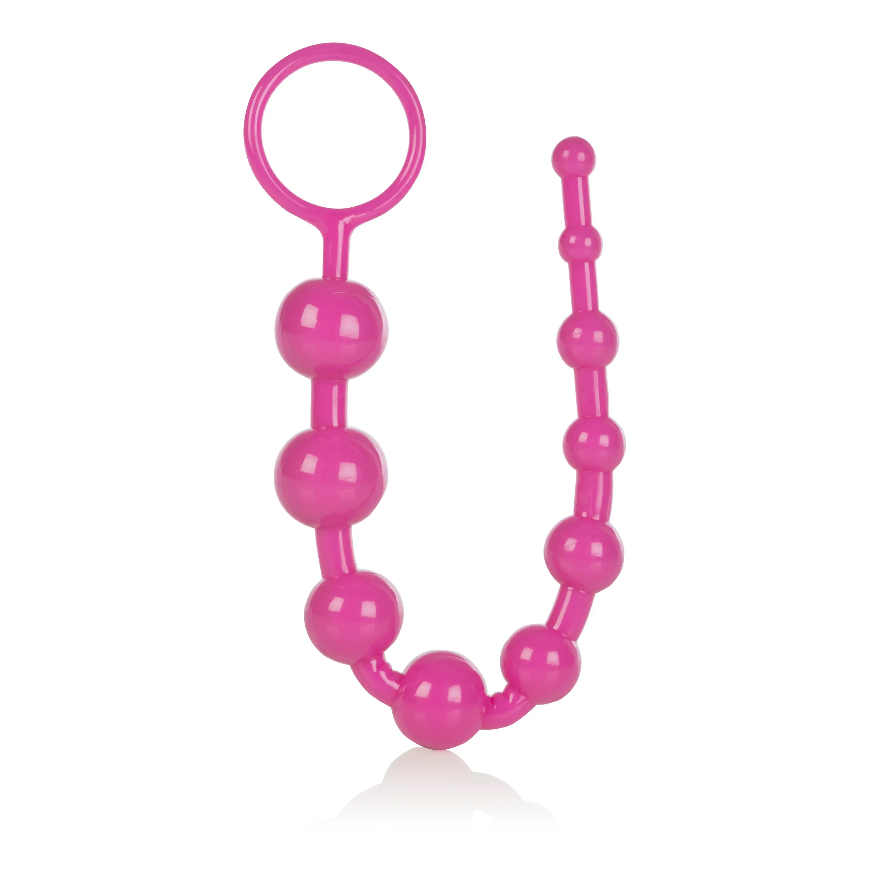 Pink segmented silicone anal beads, U-shaped with loop ends