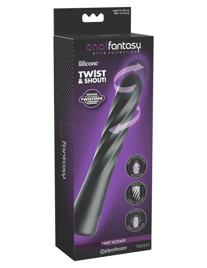 Anal Fantasy Elite Twist Ecstasy - Black – body-safe silicone USB-rechargeable | Fu'Cha Exotics