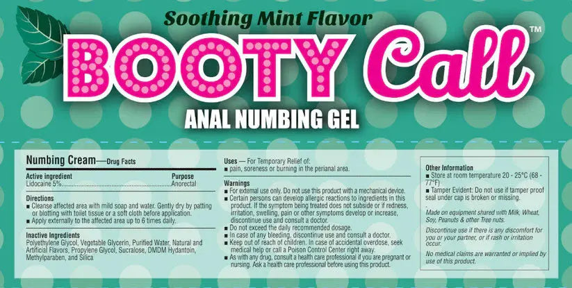 Booty Call Anal Numbing Gel - Mint – body-safe materials | Fu'Cha Exotics