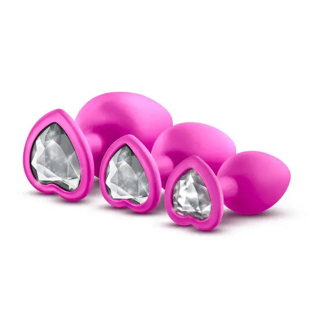 Luxe - Bling Plugs Training Kit - Pink with White Gems – body-safe materials | Fu'Cha Exotics