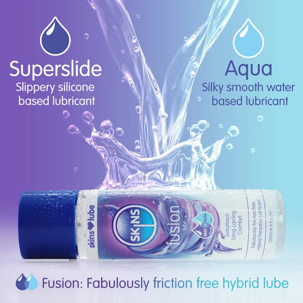 Skins Fusion Hybrid Silicone and Water Based Lubricant 4.4oz – body-safe materials | Fu'Cha Exotics