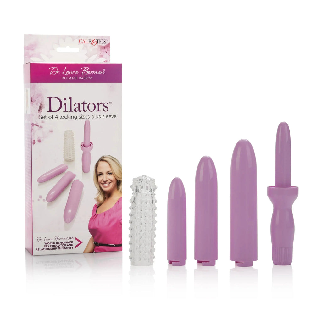 Dr. Laura Bernam Dilators - Set of 4 Locking Sizes Plus Sleeve - Purple – body-safe materials | Fu'Cha Exotics