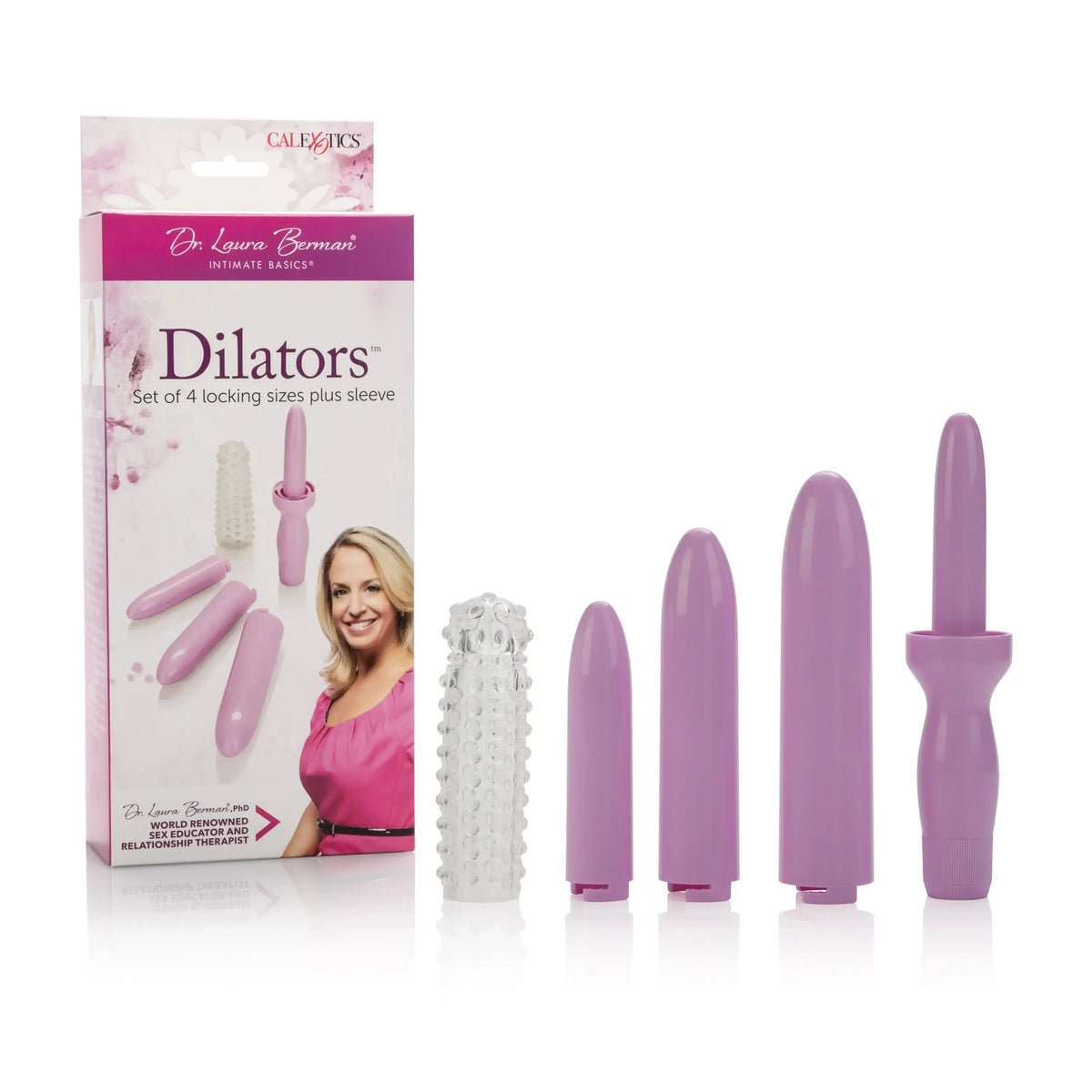 Dr. Laura Bernam Dilators - Set of 4 Locking Sizes Plus Sleeve - Purple – body-safe materials | Fu'Cha Exotics