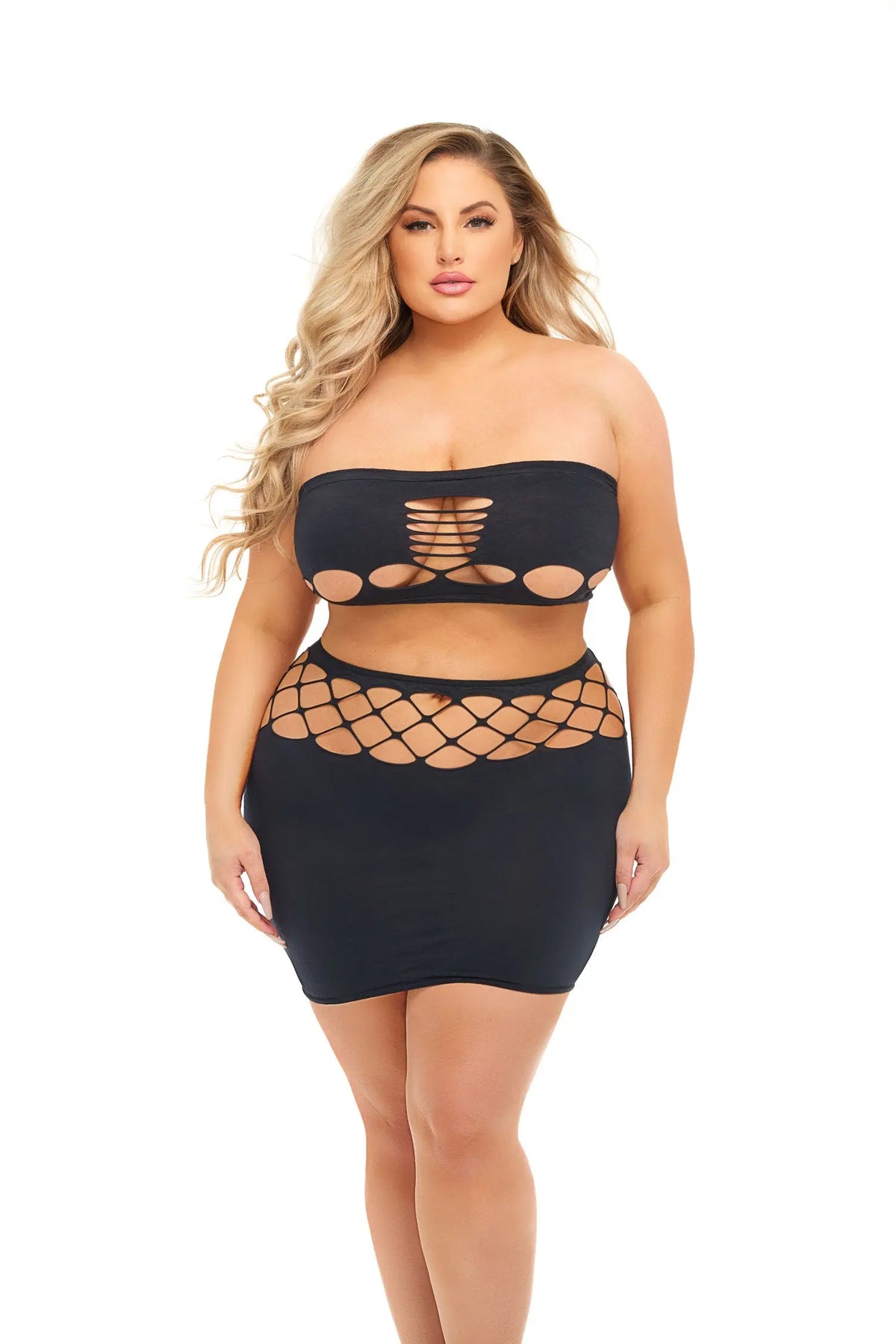 Net Worth 2pc Bandeau Set - Queen - Black – body-safe materials | Fu'Cha Exotics