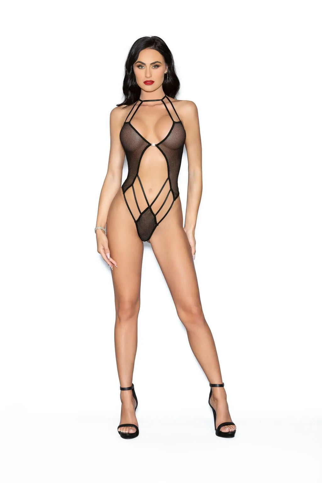 Jeweled Front Back Teddy - One Size - Black – body-safe materials | Fu'Cha Exotics