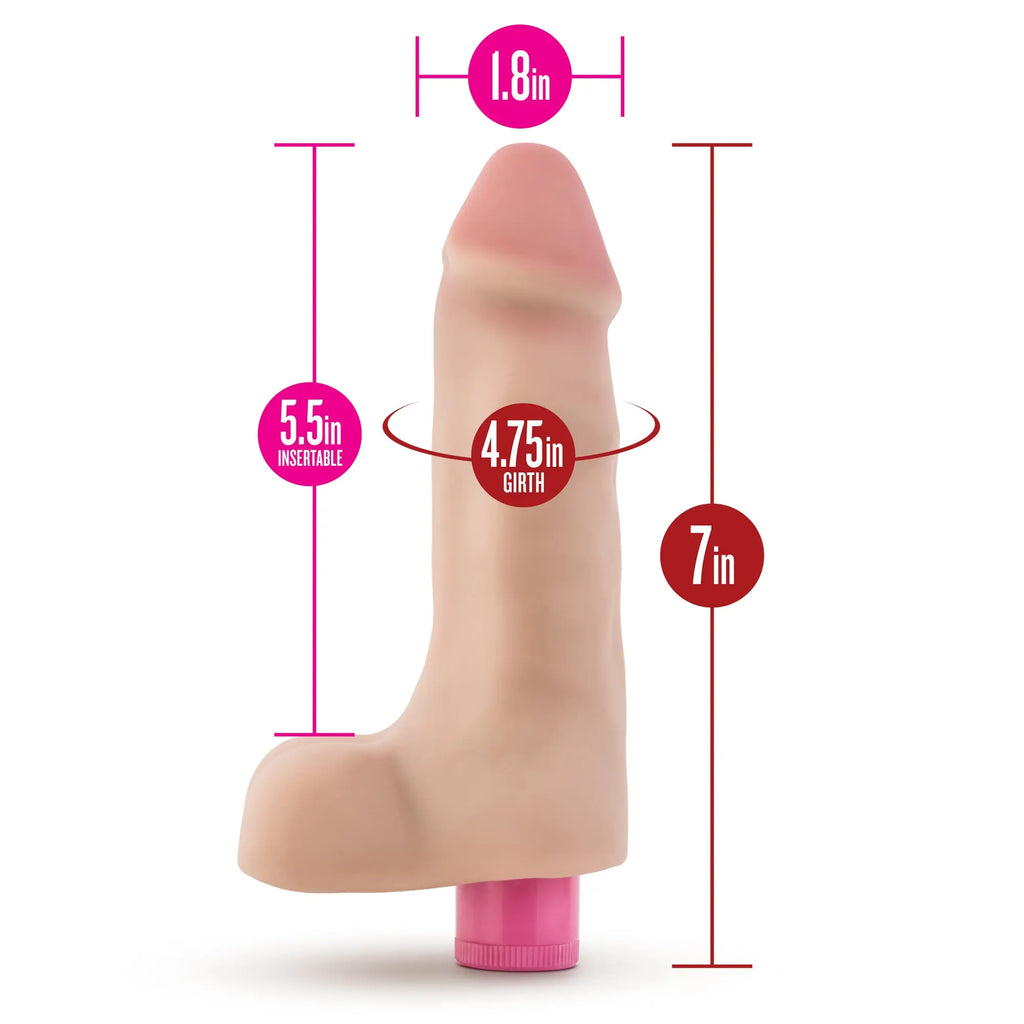 X5 Plus - 7 Inch Vibrating Cock - Beige – body-safe silicone fully waterproof | Fu'Cha Exotics