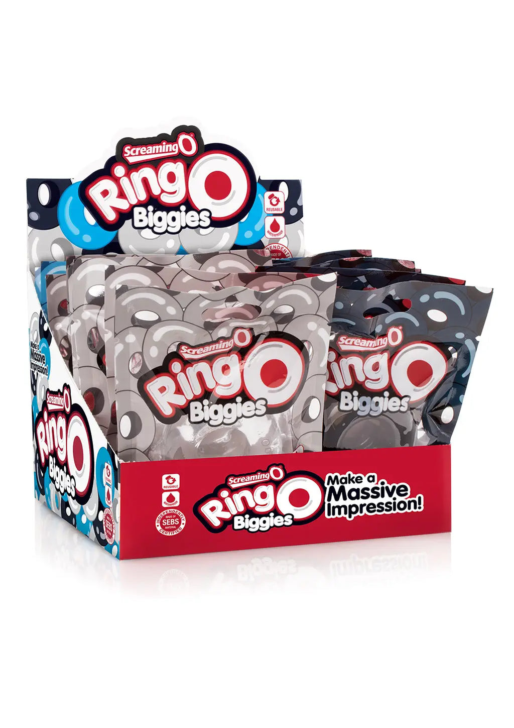 Ringo Biggies - 18 Count P.O.P. Box Display - Assorted – body-safe materials fully waterproof | Fu'Cha Exotics