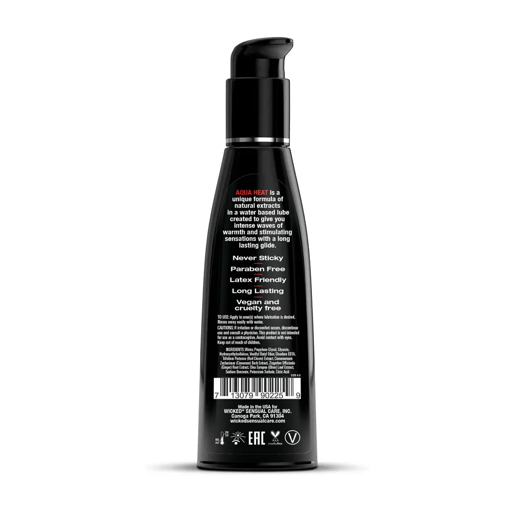 Aqua Heat Water Based Warming Lubricant - 4 Fl. Oz. – body-safe materials | Fu'Cha Exotics