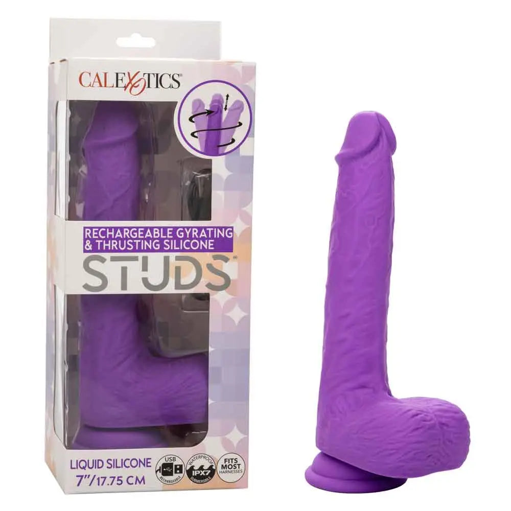 Rechargeable Gyrating and Thrusting Silicone Studs - Purple – body-safe silicone 10 vibration modes | Fu'Cha Exotics