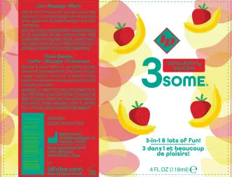3some 3-in-1 Lubricant - Strawberry Banana - 4 Fl. Oz. – body-safe materials | Fu'Cha Exotics