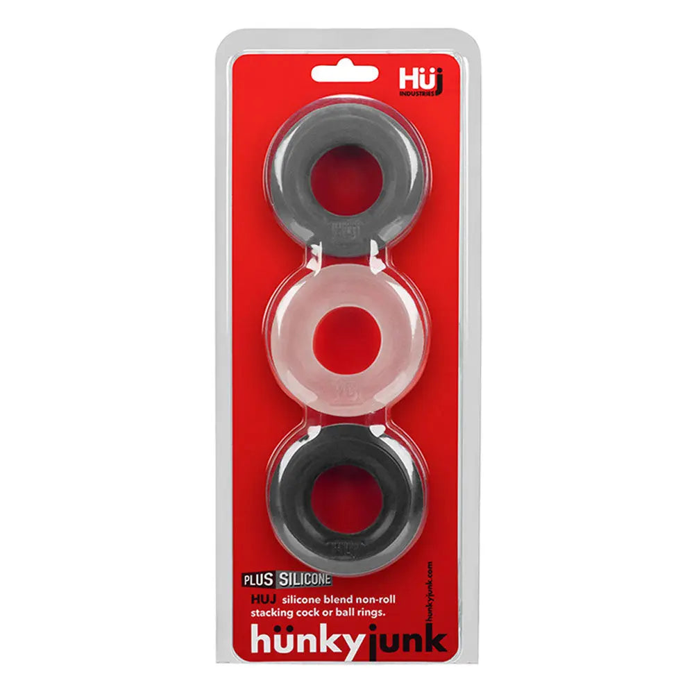 Hunkyjunk Huj3 C-Ring 3 Pk - Tar / Multi – body-safe materials | Fu'Cha Exotics