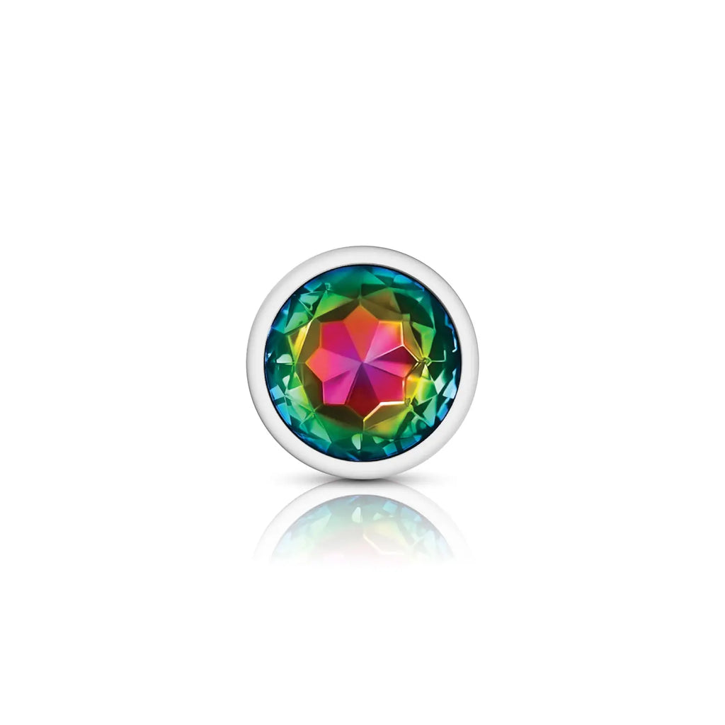 Rainbow Round Gem Silver Metal Plug - Lg – body-safe materials | Fu'Cha Exotics