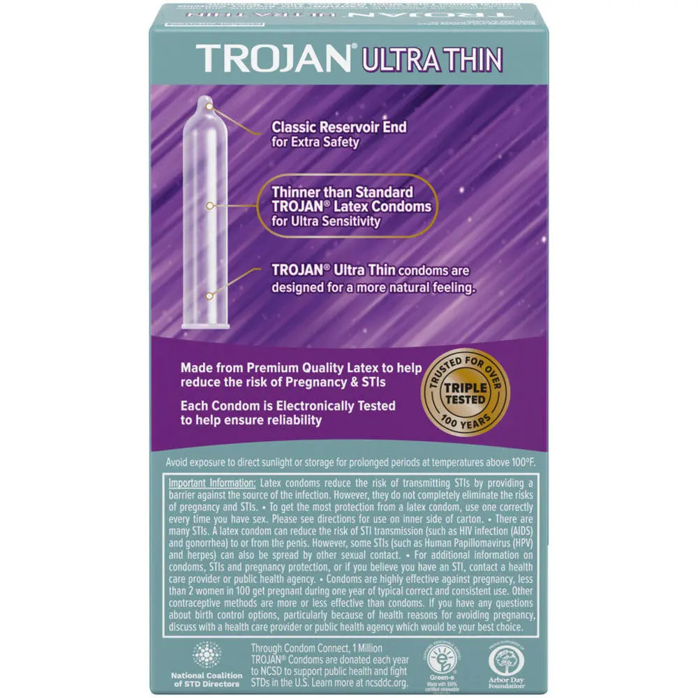 Trojan Sensitivity Ultra Thin Lubricated Condoms - 12 Pack – body-safe materials | Fu'Cha Exotics
