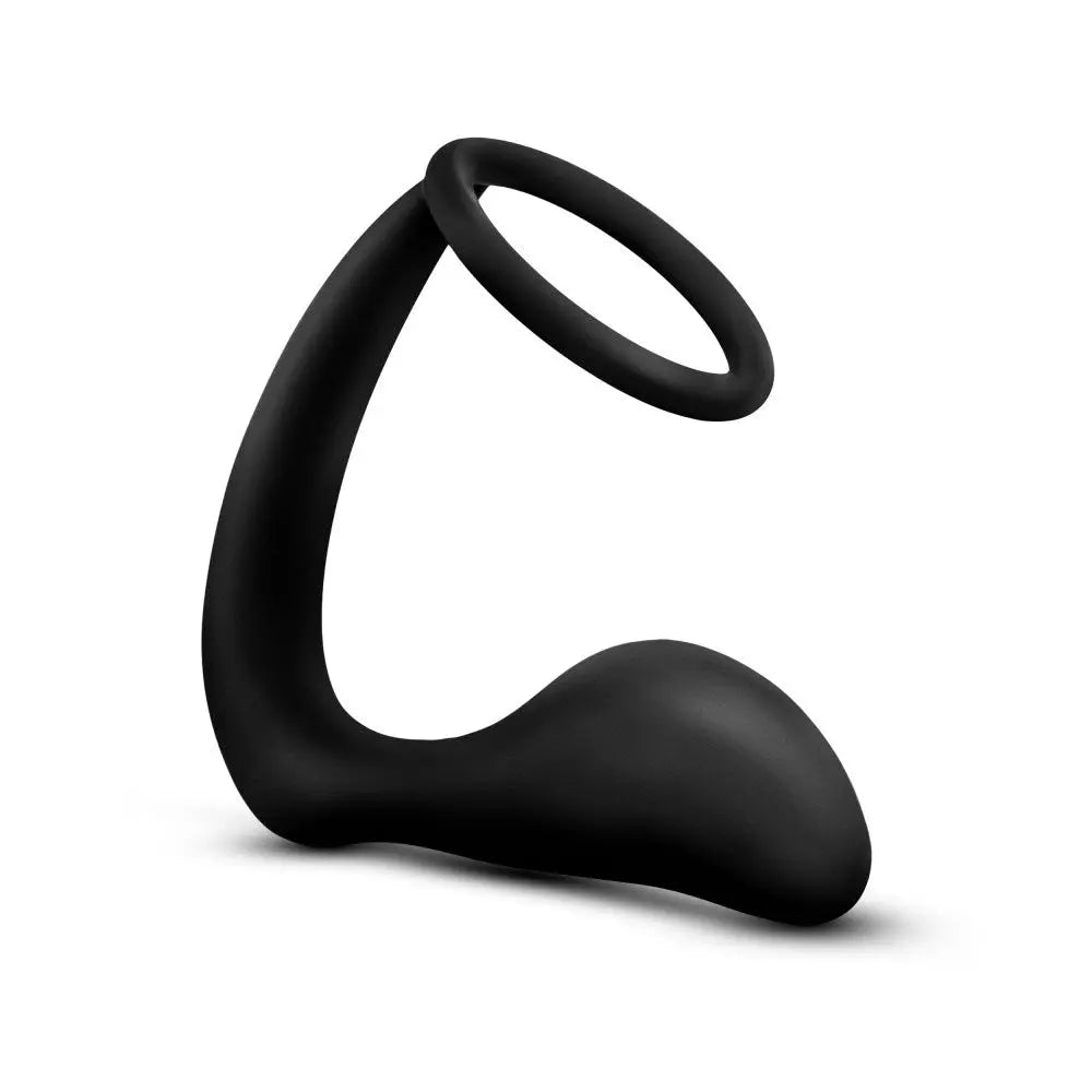 Anal Adventures - Platinum - Cock Ring Plug - Black – body-safe materials | Fu'Cha Exotics
