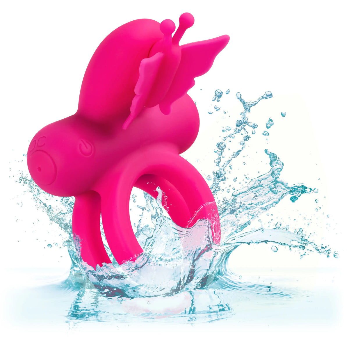Silicone Rechargeable Dual Butterfly Ring - Pink – body-safe materials | Fu'Cha Exotics