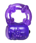 Purple reusable cock ring with textured bead details and twin ring design