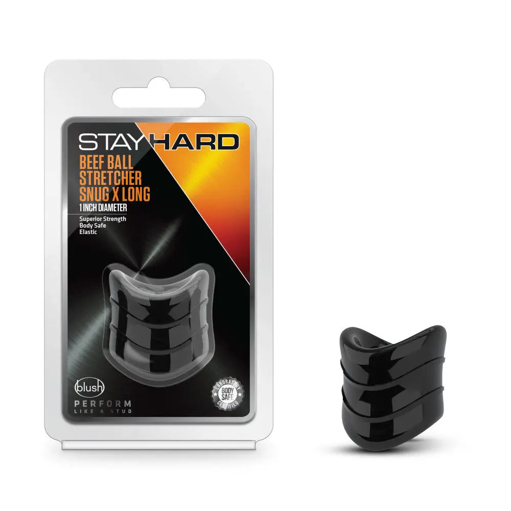 Stay Hard - Beef Ball Stretcher Snug X Long - 1 Inch Diameter - Black – body-safe materials | Fu'Cha Exotics