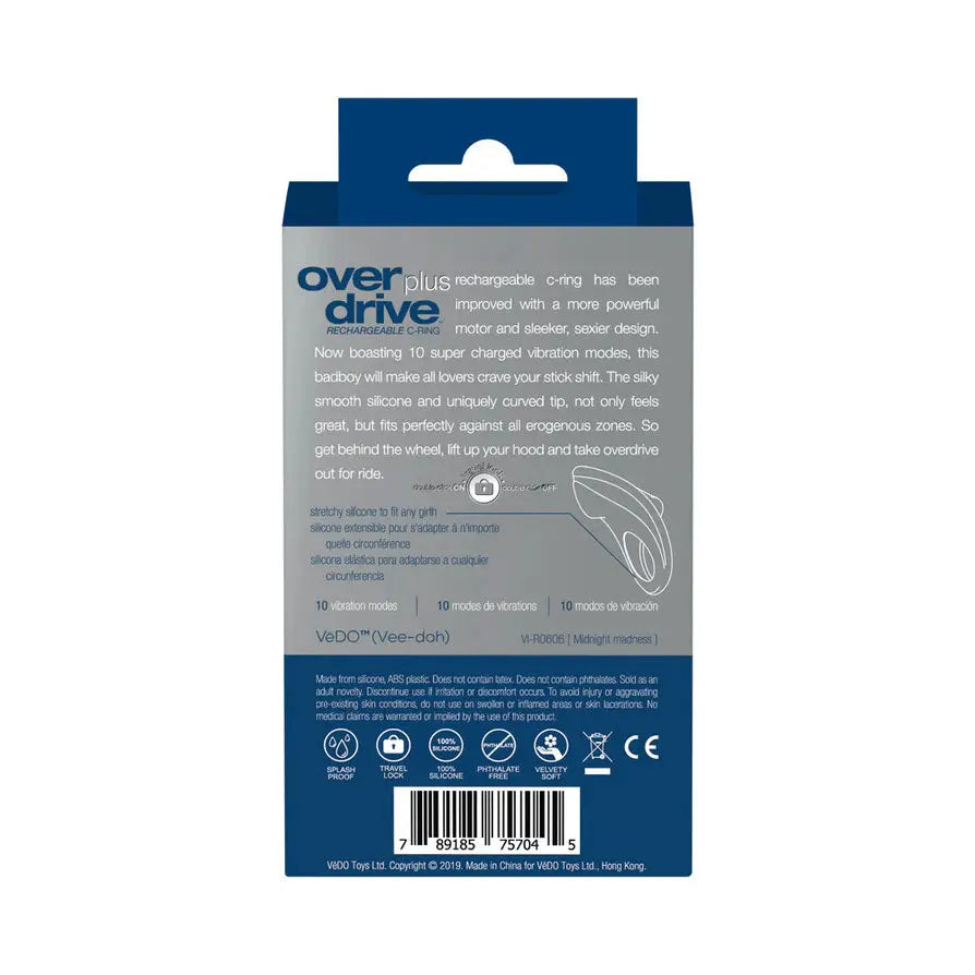 Over Drive Plus Rechargeable Cock Ring - Blue – body-safe materials USB-rechargeable | Fu'Cha Exotics