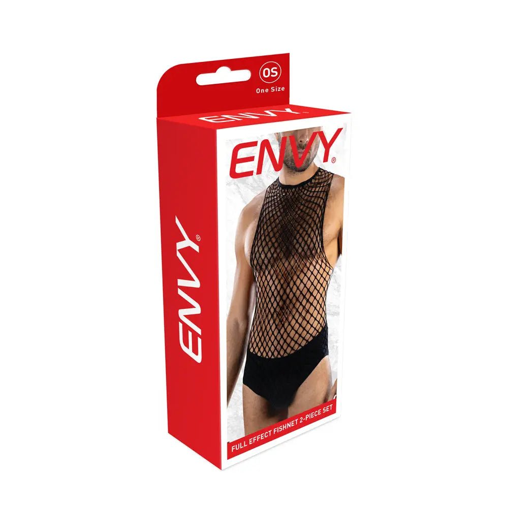 Envy Full Effect Fishnet 2 Piece Set Os - Black – body-safe materials | Fu'Cha Exotics