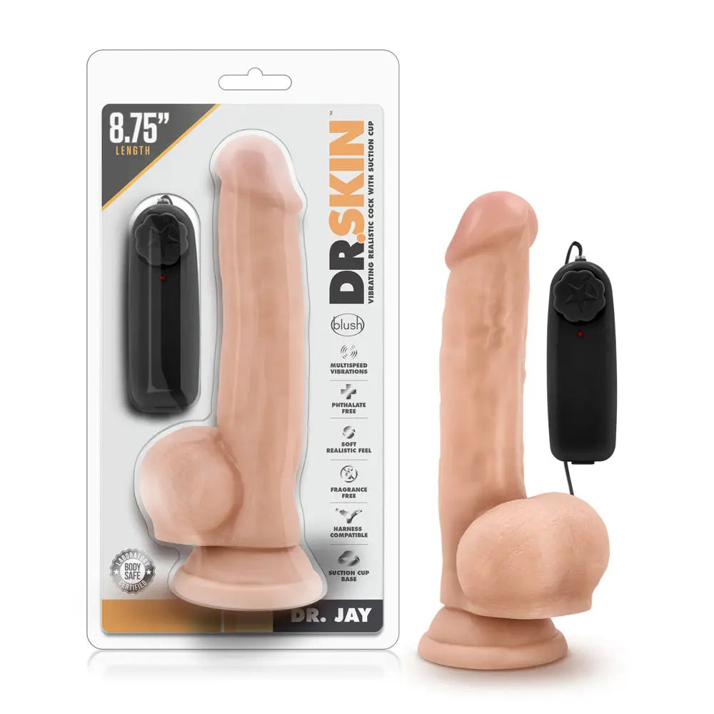 Dr. Skin - Dr. Jay - 8.75 Inch Vibrating Cock With Suction Cup - Vanilla – body-safe materials suction stimulation | Fu'Ch...