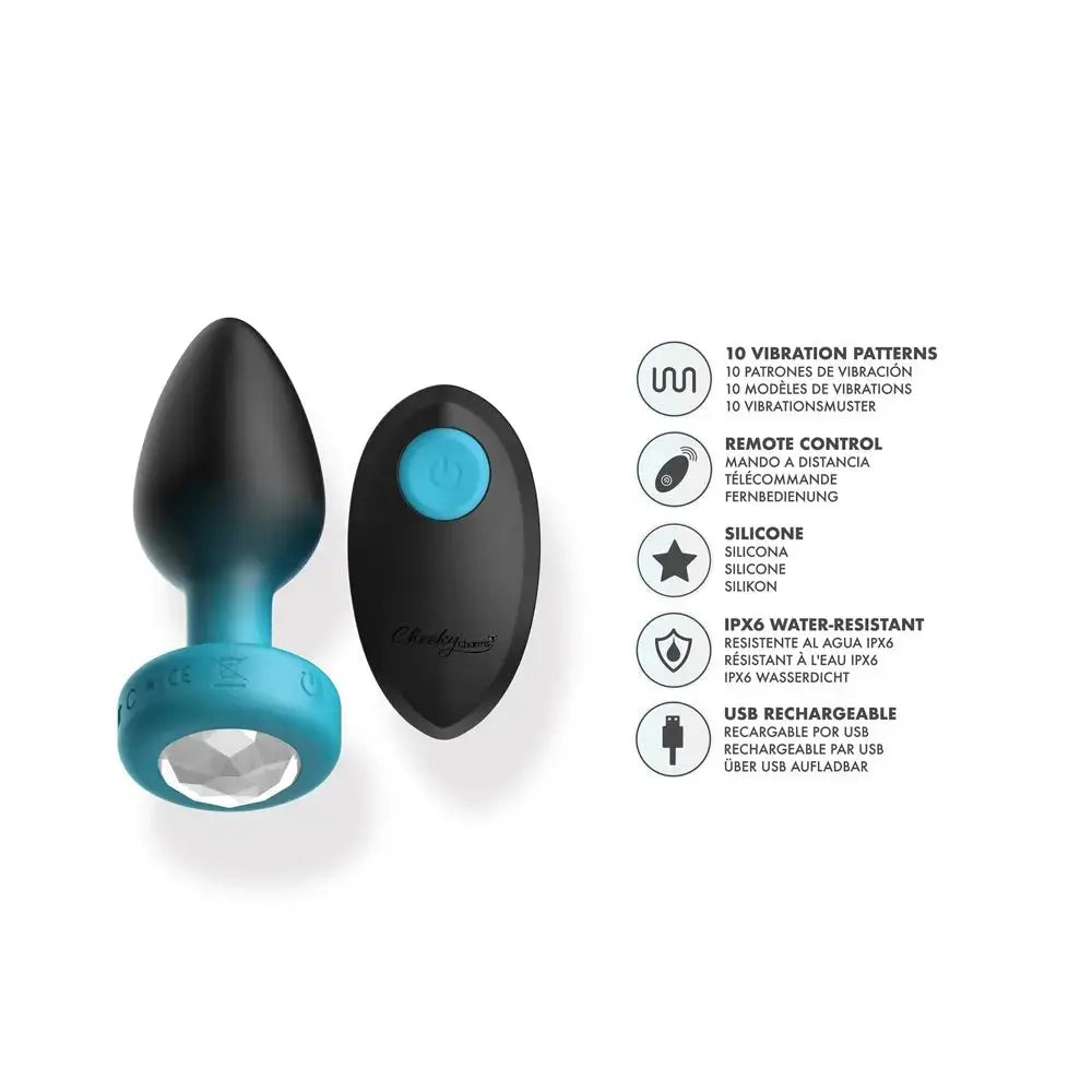 Eluxe Vibrating Clr Gem Bluombre Plug Md With Remote – body-safe materials | Fu'Cha Exotics