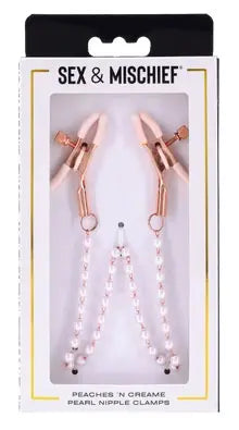 Peaches N Creame Pearl Nipple Clamps - Pink – body-safe materials | Fu'Cha Exotics