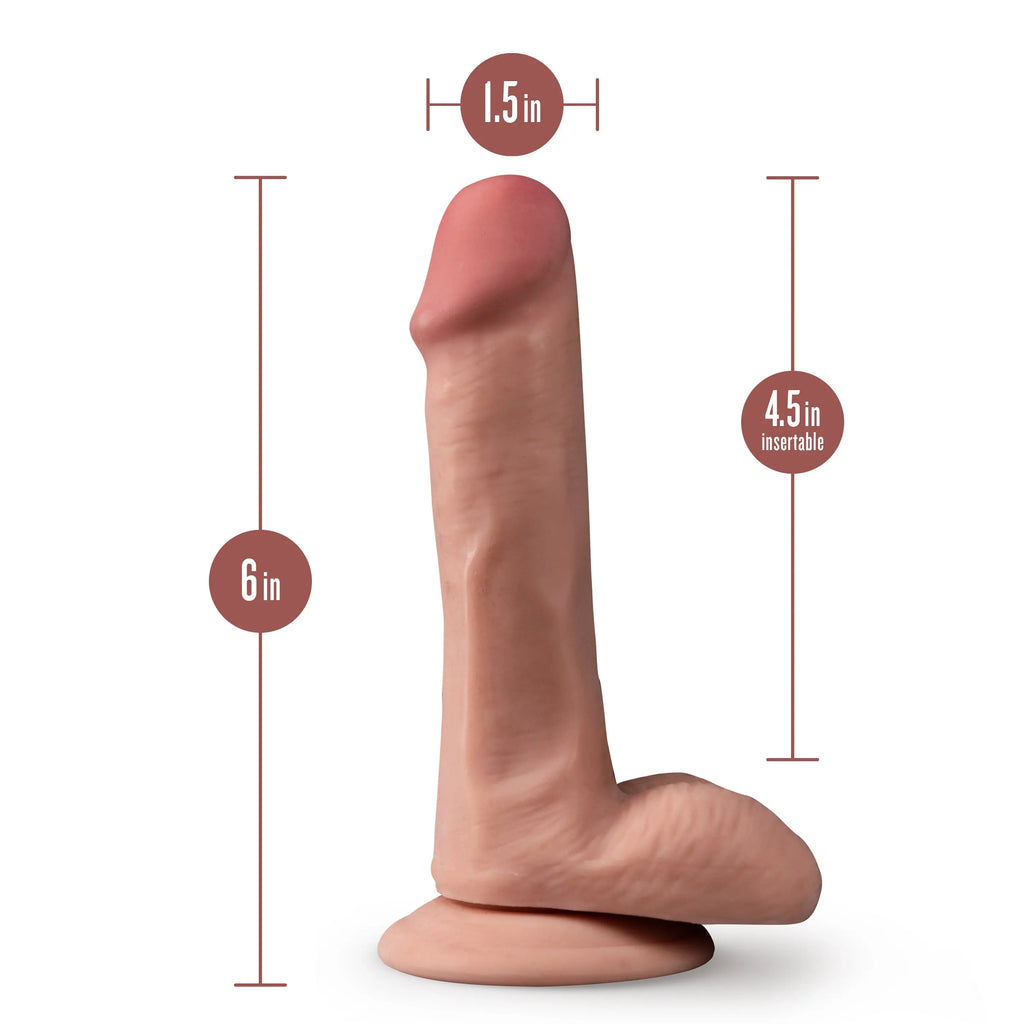 Dr. Skin Plus - 6 Inch Posable Dildo With Balls - Mocha – body-safe materials suction stimulation | Fu'Cha Exotics