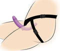 Double Charmer Silicone Double Dildo With Harness - Purple