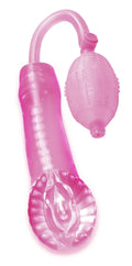 Pipedream cyber snatch pump in bright pink, with suction bulb and strap handle