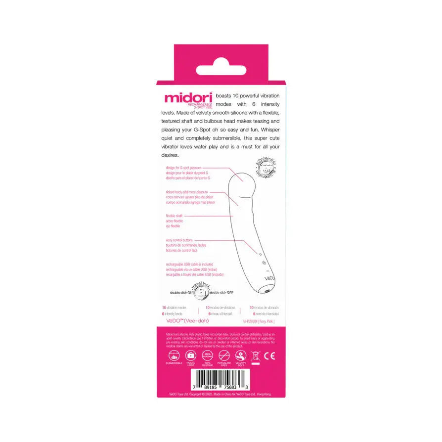 Midori Rechargeable G-Spot Vibe - Foxy Pink – body-safe materials | Fu'Cha Exotics
