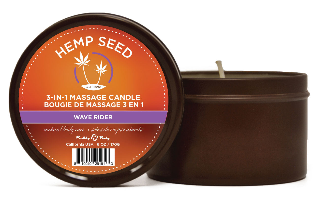 3 in 1 Massage Candle - Wave Rider  - 6 Oz  - Hemp Seed