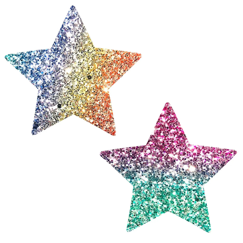Super Sparkle Rock Kandi Chunky Rainbow Glitter Starry Nights Nipztix Pasties – body-safe materials | Fu'Cha Exotics