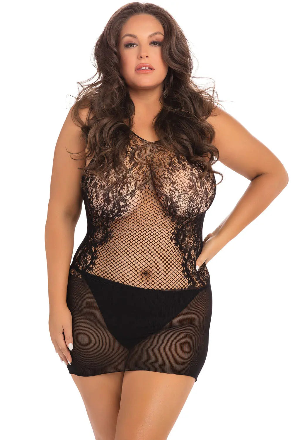 Lace Fantasy Mini Dress - Black - 1x-3x – body-safe materials | Fu'Cha Exotics