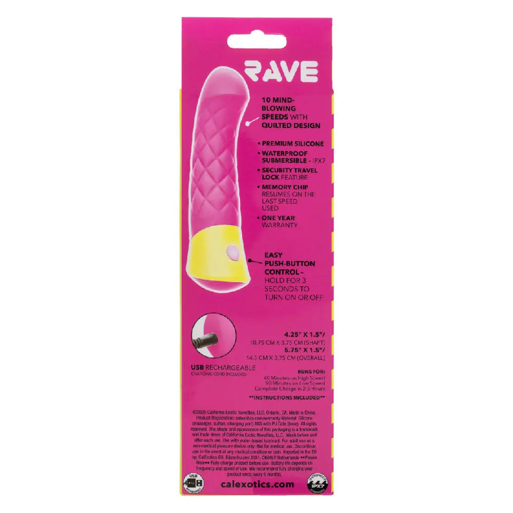 Rave Quilted G - Pink – body-safe silicone 10 vibration modes | Fu'Cha Exotics