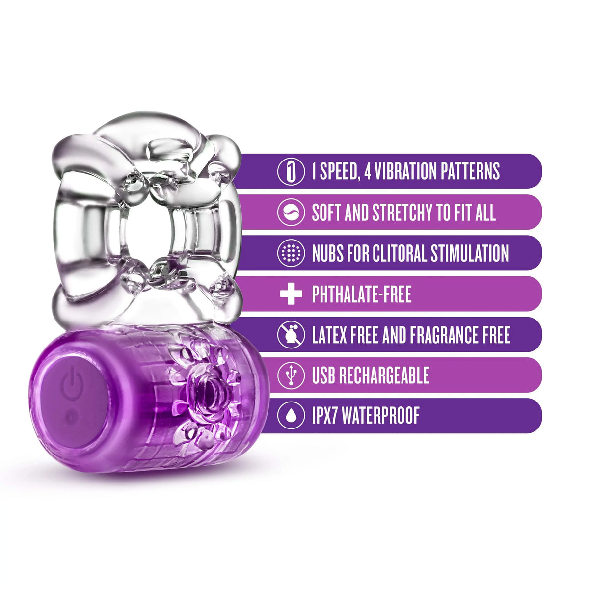 Play With Me - Pleaser Rechargeable C-Ring - Purple – body-safe materials | Fu'Cha Exotics