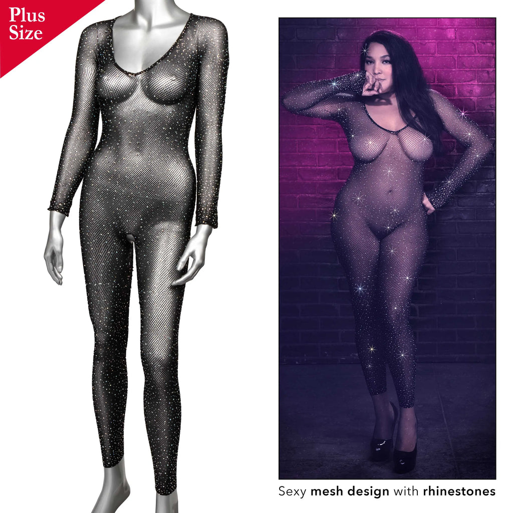 Radiance Crotchless Full Body Suit - Queen - Black – body-safe materials | Fu'Cha Exotics