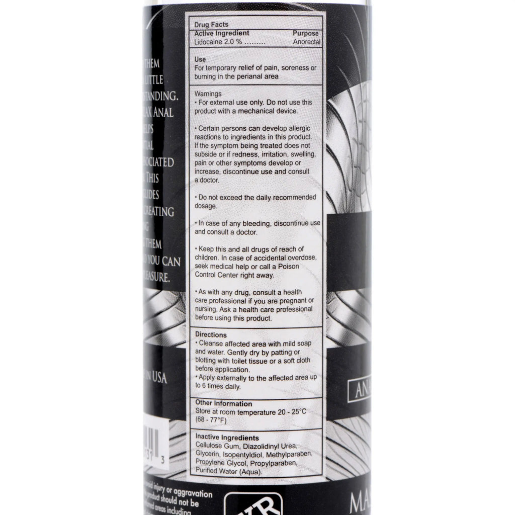 Ass Relax Lubricant Anal Desensitizer - 4.25 Fl. Oz. – body-safe materials | Fu'Cha Exotics