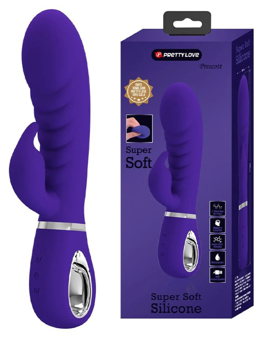 Prescott Super Soft Rabbit Silicone Vibrator - Purple – body-safe materials | Fu'Cha Exotics