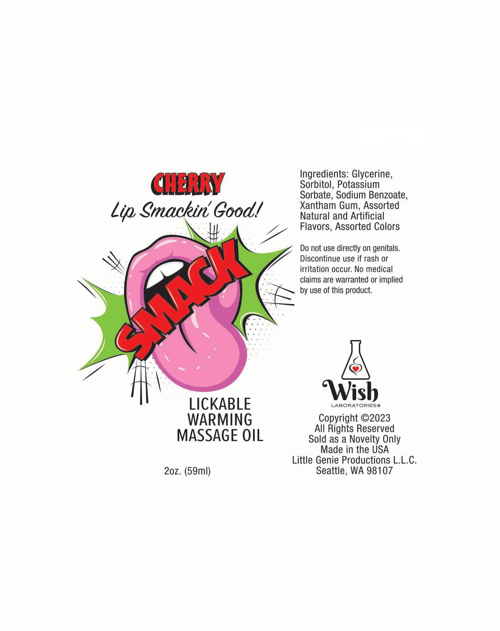 Smack Warming and Lickable Massage Oil - Cherry 2 Oz – body-safe materials | Fu'Cha Exotics