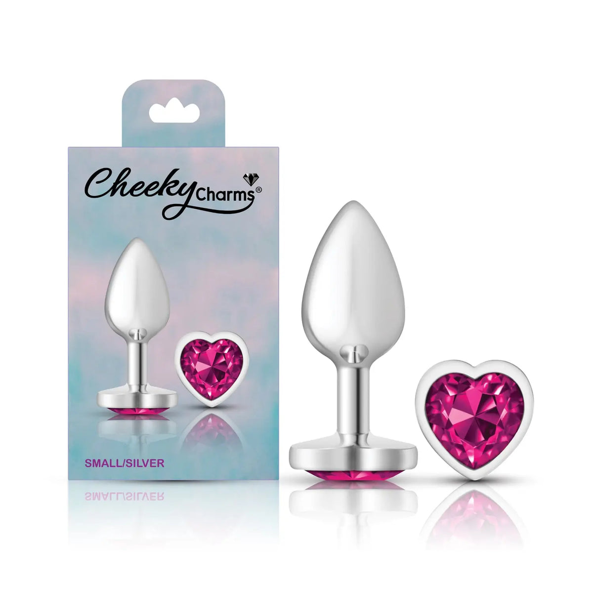 Bright Pink Heart Gem Silver Metal Plug - Sm – body-safe materials | Fu'Cha Exotics