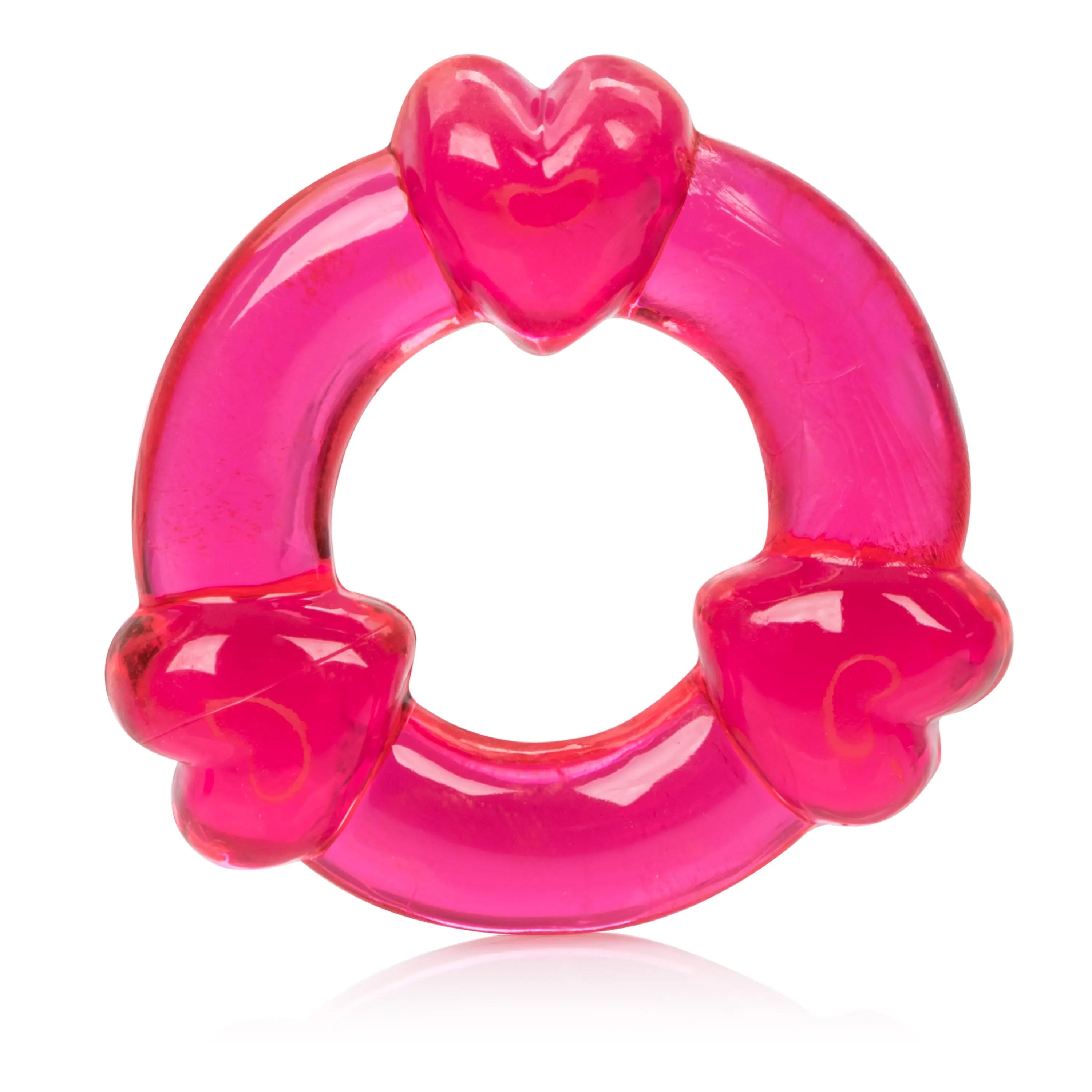 Glossy red heart C-ring with three heart-shaped sections