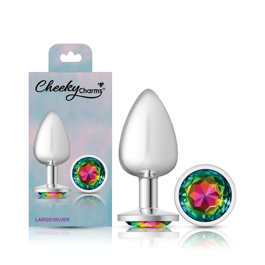 Rainbow Round Gem Silver Metal Plug - Lg – body-safe materials | Fu'Cha Exotics