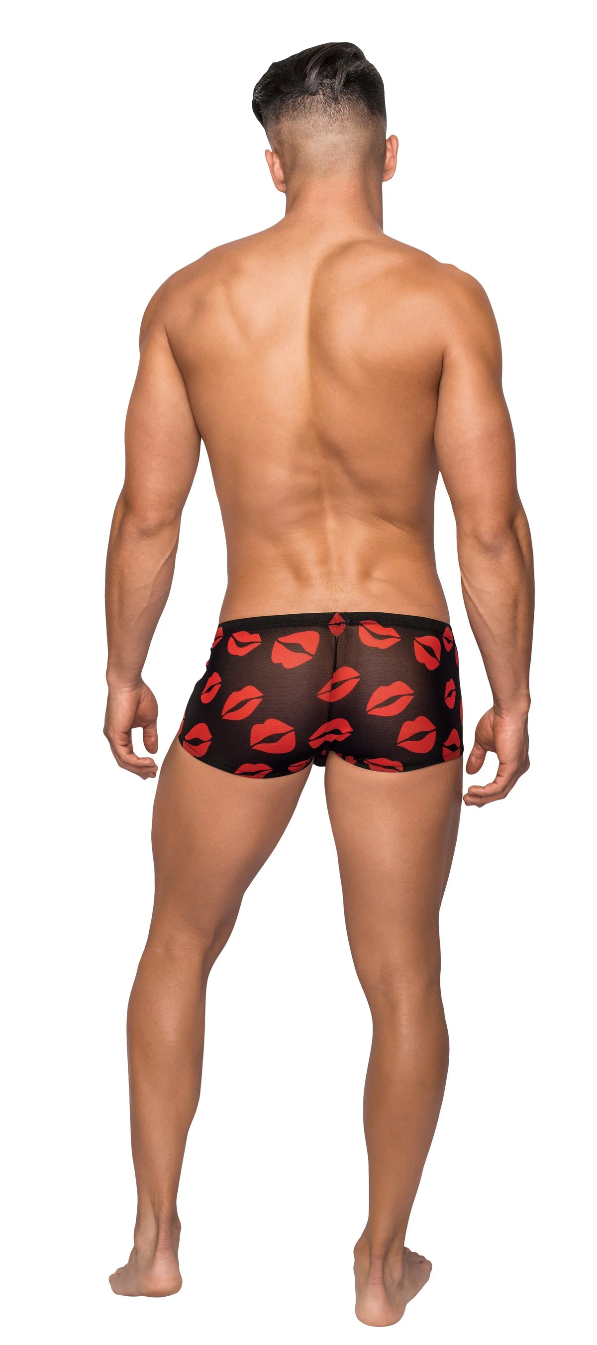 Kiss Me - Mini Short - Large - Sheer Lips Black – body-safe materials | Fu'Cha Exotics