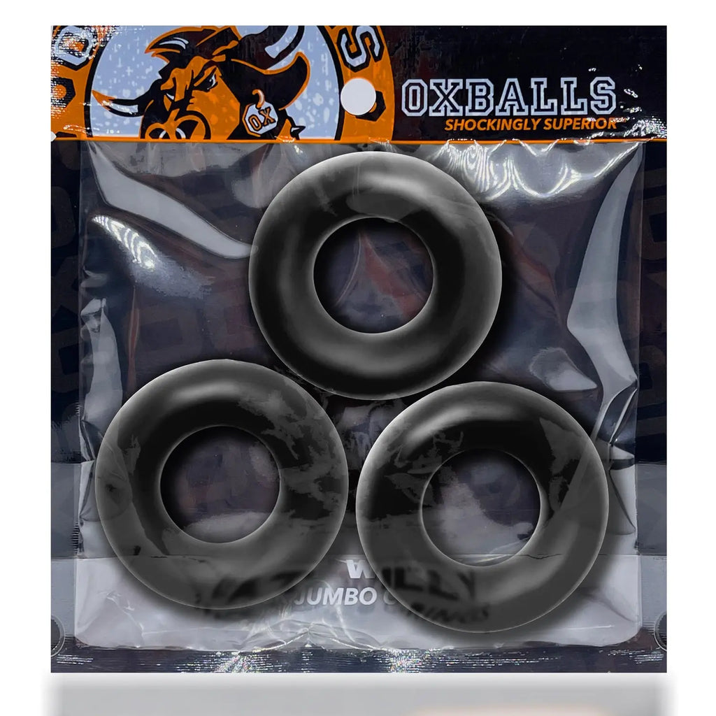 Fat Willy 3-Pack Jumbo C-Rings - Black – body-safe materials | Fu'Cha Exotics