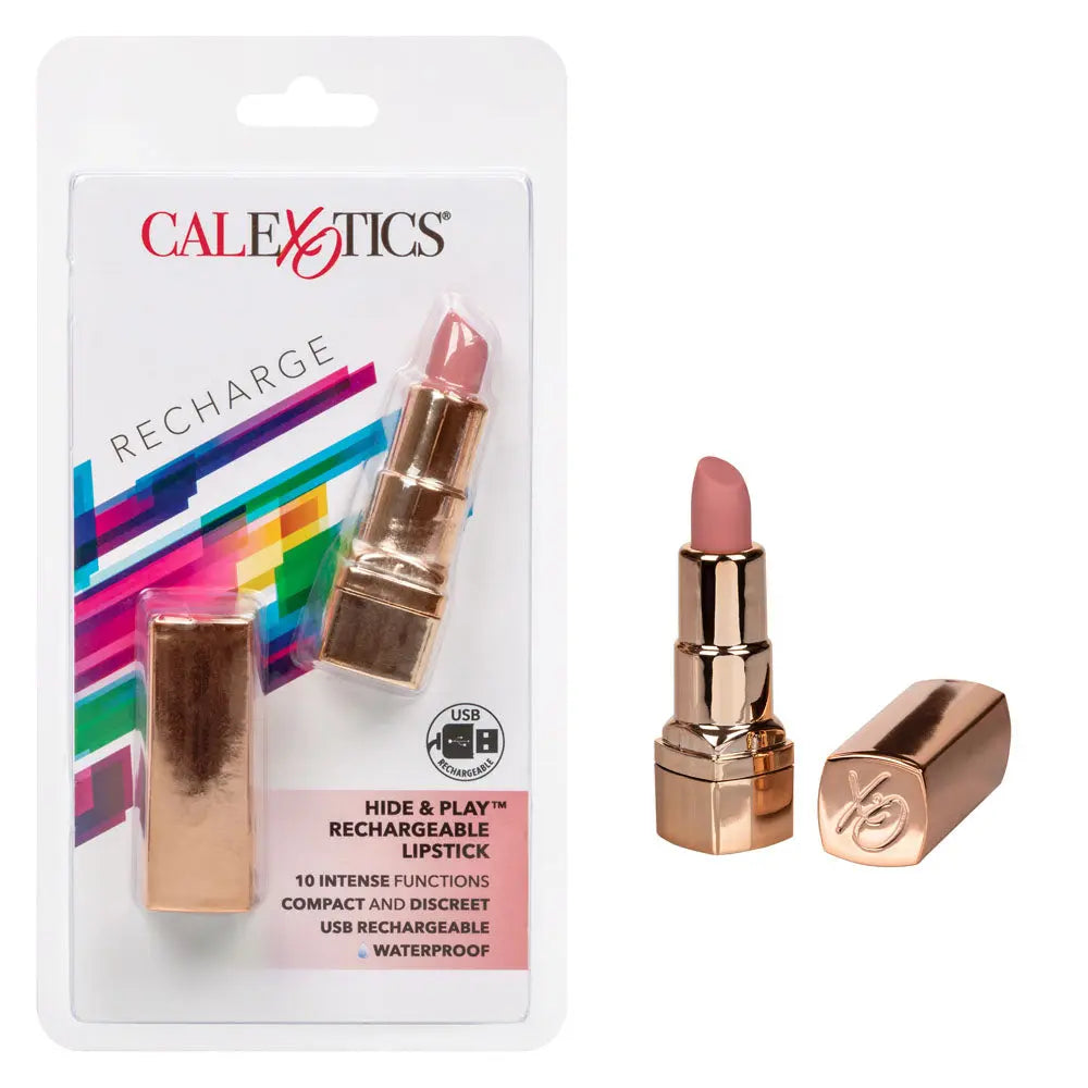 Hide and Play Rechargeable Lipstick - Nude – body-safe silicone 8 vibration modes | Fu'Cha Exotics