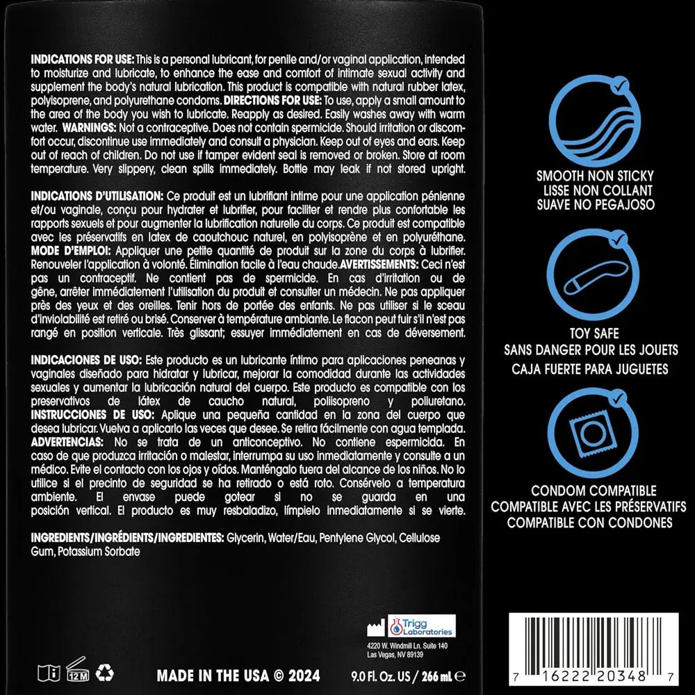 Wet Original Water Based Lubricant - 9 Fl. Oz. – body-safe materials | Fu'Cha Exotics